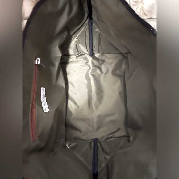 Accessories Unlimited beige canvas tote with palm trees in bamboo grids - Picture 4 of 4